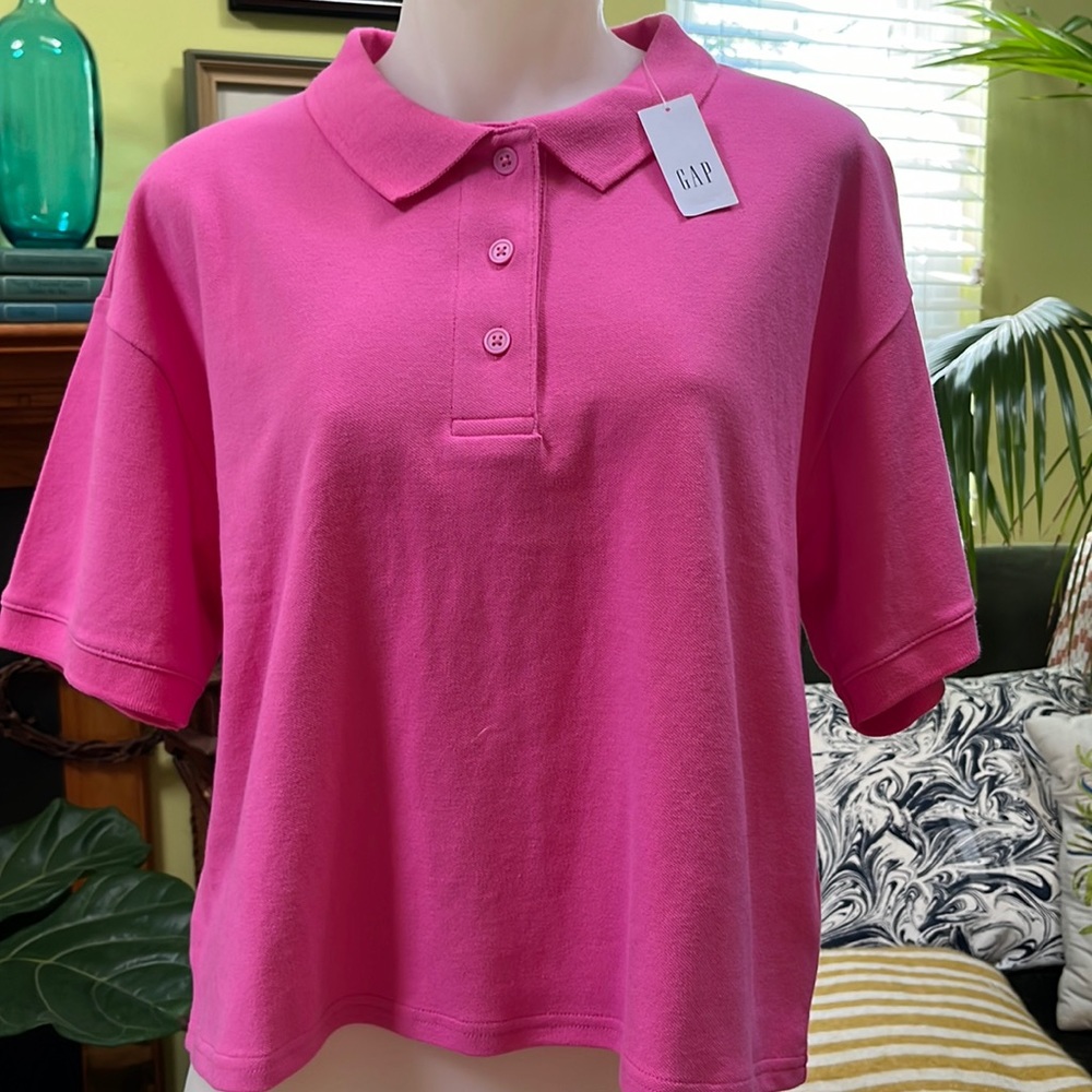 GAP cropped pique polo, NEW